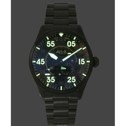 Montre homme AVI 8 Spitfire Type 300 Eclipse Display, acier inoxydable, cadran noir, automatique AV-4147-44