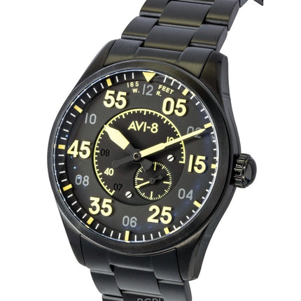 Montre homme AVI 8 Spitfire Type 300 Eclipse Display, acier inoxydable, cadran noir, automatique AV-4147-44
