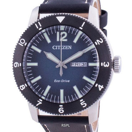 Montre Citizen Blue Dial en cuir de veau Eco-Drive AW0077-19L 100M pour homme