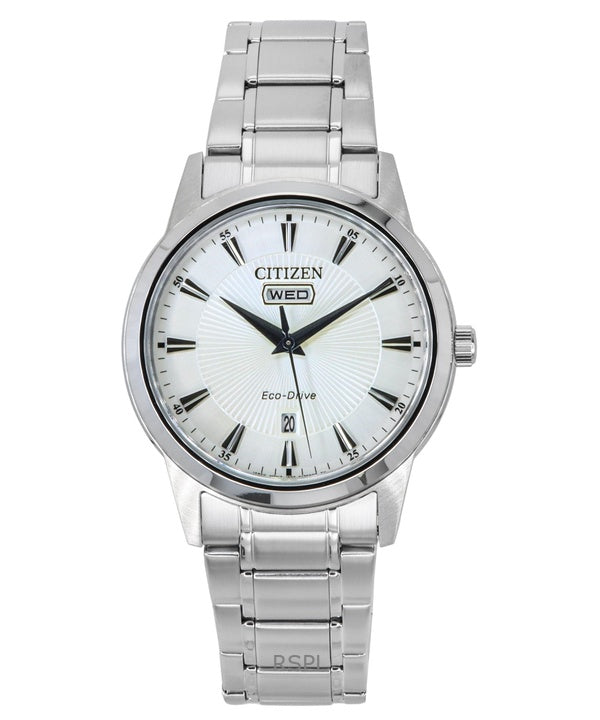 Montre Citizen Eco-Drive pour homme, cadran blanc, acier inoxydable, AW0100-86B