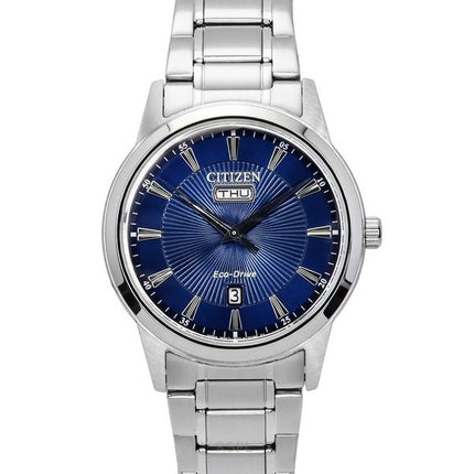 Montre Citizen Eco-Drive en acier inoxydable avec cadran bleu AW0100-86L pour homme
