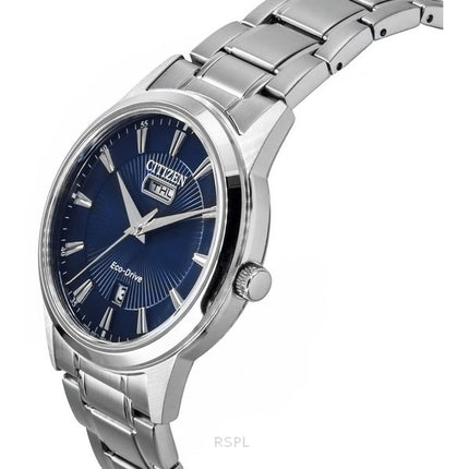 Montre Citizen Eco-Drive en acier inoxydable avec cadran bleu AW0100-86L pour homme