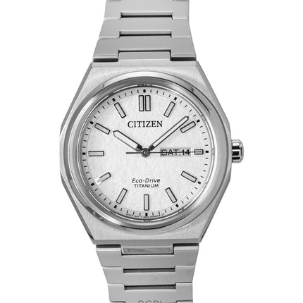 Montre homme Citizen Zenshin Super Titanium Eco-Drive AW0130-85A, cadran blanc, 100 m