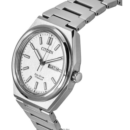 Montre homme Citizen Zenshin Super Titanium Eco-Drive AW0130-85A, cadran blanc, 100 m