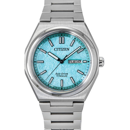 Montre homme Citizen Zenshin Super Titanium Eco-Drive AW0130-85M, cadran turquoise, 100 m