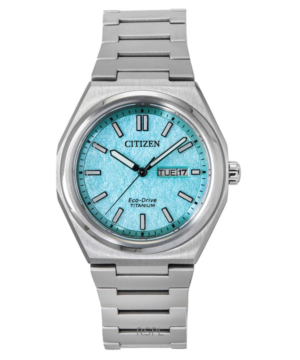 Montre homme Citizen Zenshin Super Titanium Eco-Drive AW0130-85M, cadran turquoise, 100 m