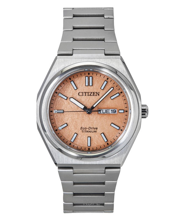 Montre homme Citizen Zenshin Super Titanium Eco-Drive AW0130-85Z 100 m, cadran saumon
