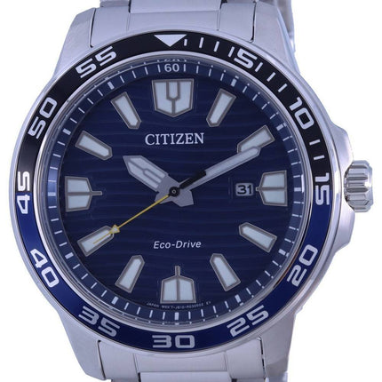 Montre pour homme Citizen Blue Dial en acier inoxydable Eco-Drive AW1525-81L 100M