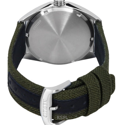 Montre homme Citizen Eco-Drive AW1571-09A, bracelet en nylon vert, cadran blanc, 100 m