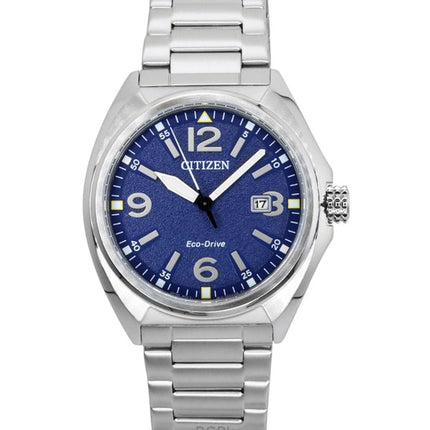Montre Citizen Eco-Drive pour homme, acier inoxydable, cadran bleu, AW1571-76L, 100 m