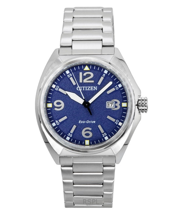 Montre Citizen Eco-Drive pour homme, acier inoxydable, cadran bleu, AW1571-76L, 100 m