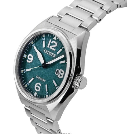 Montre homme Citizen Eco-Drive AW1571-76X en acier inoxydable avec cadran vert et bracelet en cuir 100 m
