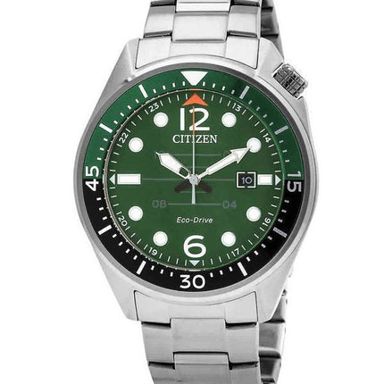 Montre pour homme Citizen Eco-Drive en acier inoxydable avec cadran vert AW1715-86X 100M