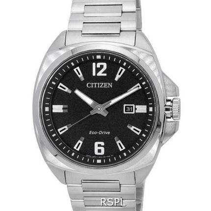 Montre pour homme Citizen Endicott en acier inoxydable avec cadran noir Eco-Drive AW1720-51E 100M
