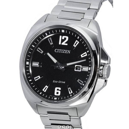 Montre pour homme Citizen Endicott en acier inoxydable avec cadran noir Eco-Drive AW1720-51E 100M
