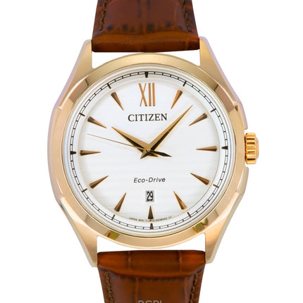 Montre Citizen Eco-Drive pour homme avec bracelet en cuir et cadran blanc AW1753-10A 100M