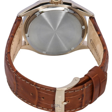 Montre Citizen Eco-Drive pour homme avec bracelet en cuir et cadran blanc AW1753-10A 100M