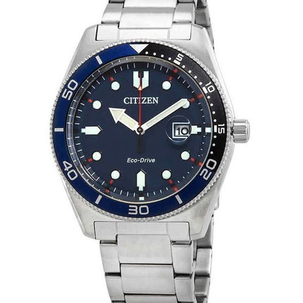 Montre pour homme Citizen Eco-Drive en acier inoxydable avec cadran bleu AW1761-89L 100M