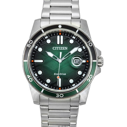 Montre homme Citizen Marine Eco-Drive en acier inoxydable avec cadran vert AW1811-82X 100M