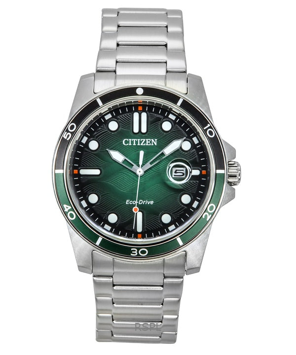 Montre homme Citizen Marine Eco-Drive en acier inoxydable avec cadran vert AW1811-82X 100M