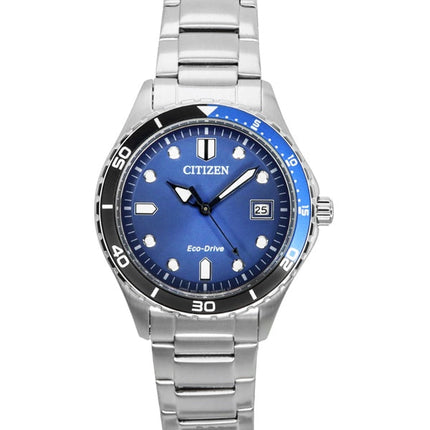 Montre unisexe Citizen Eco-Drive en acier inoxydable avec cadran bleu AW1821-89L, 100 m