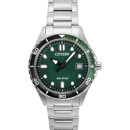 Montre unisexe Citizen Eco-Drive en acier inoxydable, cadran vert AW1828-80X, 100 m