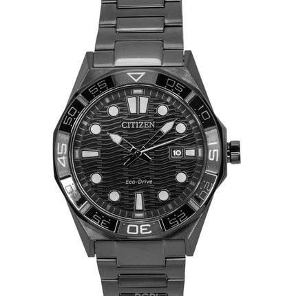 Montre homme Citizen Brycen en acier inoxydable, cadran noir, Eco-Drive AW1855-52E, 100 m