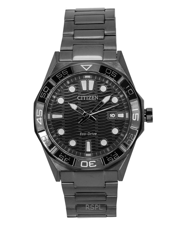 Montre homme Citizen Brycen en acier inoxydable, cadran noir, Eco-Drive AW1855-52E, 100 m