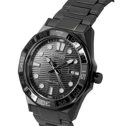 Montre homme Citizen Brycen en acier inoxydable, cadran noir, Eco-Drive AW1855-52E, 100 m