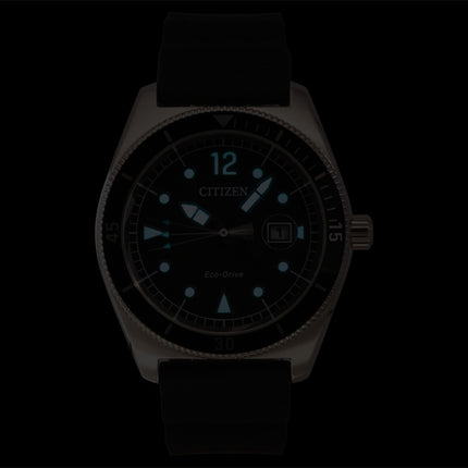 Montre homme Citizen Eco-Drive AW1889-00E, bracelet en caoutchouc noir, cadran noir, solaire, étanche à 100 m