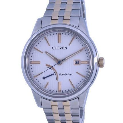 Montre pour homme Citizen avec cadran blanc en acier inoxydable deux tons Eco-Drive AW7004-57A 100M