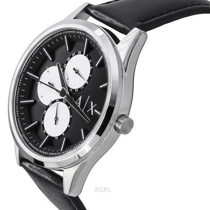 Montre pour homme Armani Exchange avec bracelet en cuir multifonction et cadran noir à quartz AX1872