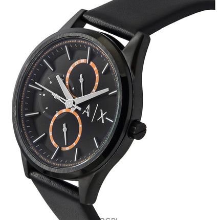 Montre homme Armani Exchange AX1886, bracelet en cuir, multifonction, cadran noir, quartz