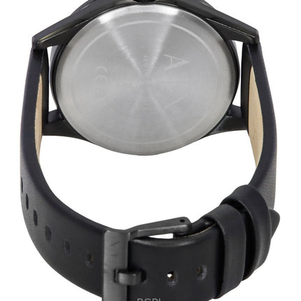 Montre homme Armani Exchange AX1886, bracelet en cuir, multifonction, cadran noir, quartz