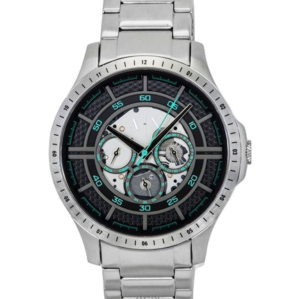 Montre homme Armani Exchange AX2459, multifonction, acier inoxydable, cadran noir, quartz