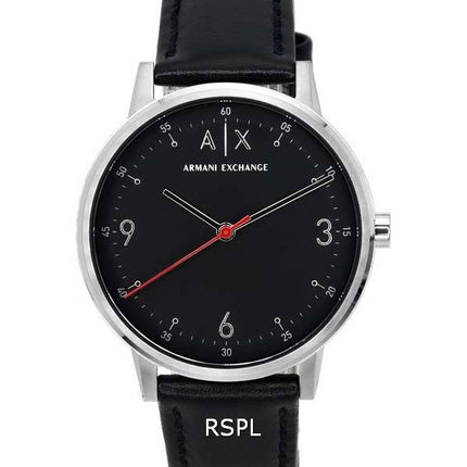 Montre pour homme Armani Exchange Cayde bracelet en cuir cadran noir Quartz AX2739