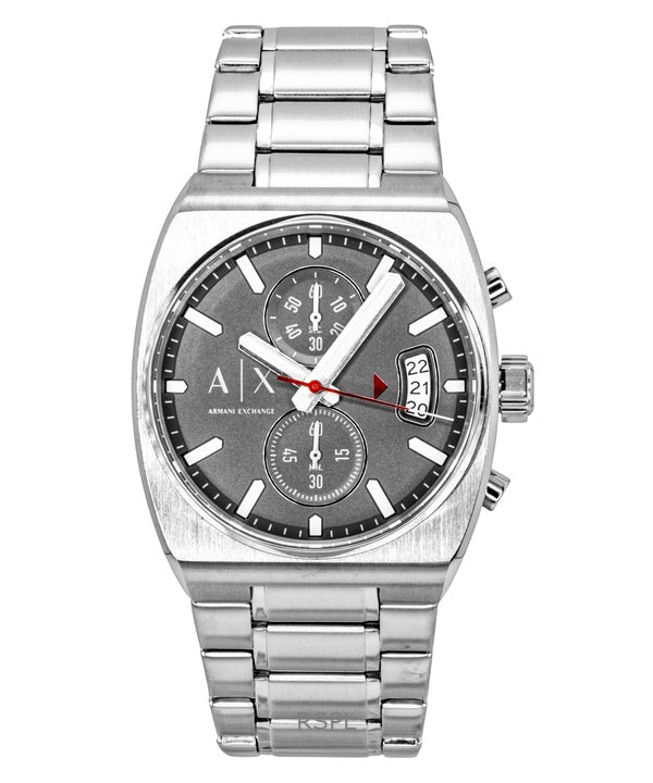 Montre homme Armani Exchange Oliver Chronograph, cadran gris, acier inoxydable, mouvement à quartz AX2820