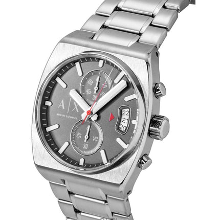 Montre homme Armani Exchange Oliver Chronograph, cadran gris, acier inoxydable, mouvement à quartz AX2820