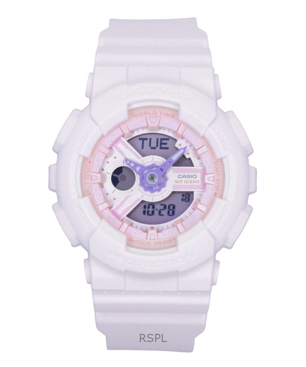 Montre Casio Baby-G analogique-numérique, bracelet en résine, cadran rose, mouvement à quartz BA-110AH-4A, étanche à 100 m, pour femme