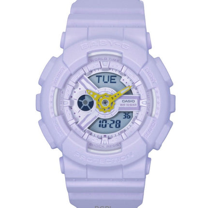 Montre Casio Baby-G analogique-numérique, bracelet en résine, cadran violet, mouvement à quartz BA-110AH-6A, étanche à 100 m, pour femme