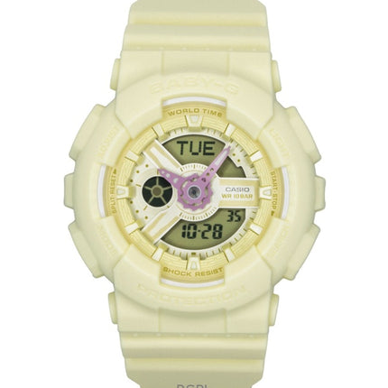 Montre Casio Baby-G analogique-numérique, bracelet en résine, cadran jaune, mouvement à quartz BA-110AH-9A, étanche à 100 m, pour femme