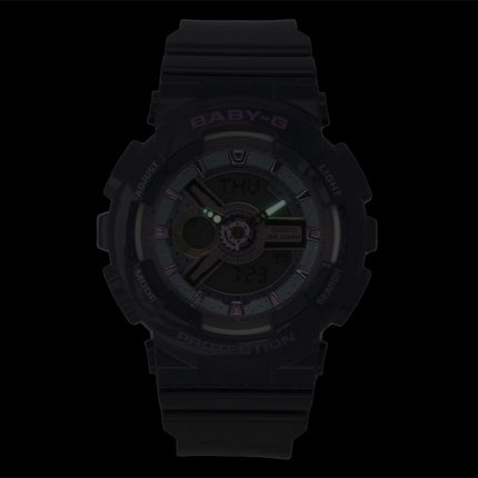 Montre Casio Baby-G analogique-numérique, bracelet en résine, cadran bleu, mouvement à quartz BA-110MC-2A, étanche à 100 m, pour femme