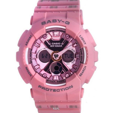 Montre pour femme Casio Baby-G World Time rose analogique numérique Quartz BA-130SP-4A BA130SP-4 100M
