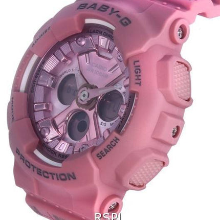 Montre pour femme Casio Baby-G World Time rose analogique numérique Quartz BA-130SP-4A BA130SP-4 100M