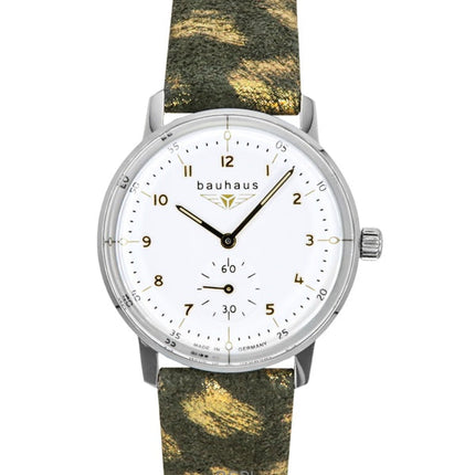 Montre Bauhaus Classic pour femme, bracelet en cuir, cadran blanc, quartz, 20371