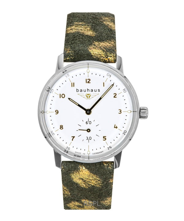 Montre Bauhaus Classic pour femme, bracelet en cuir, cadran blanc, quartz, 20371