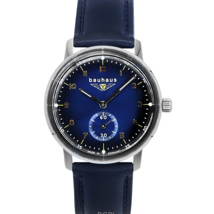 Montre femme Bauhaus 20373 à quartz, bracelet en cuir, cadran bleu foncé
