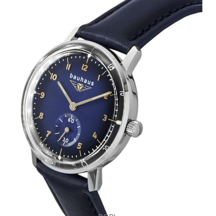 Montre femme Bauhaus 20373 à quartz, bracelet en cuir, cadran bleu foncé