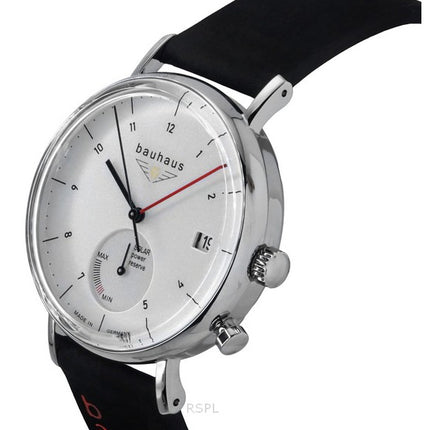 Montre Bauhaus Classic pour homme avec bracelet en cuir noir et cadran blanc Solar 21121