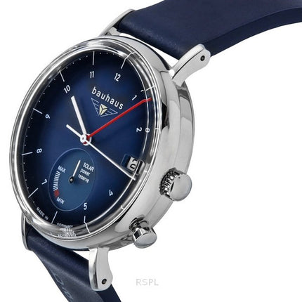 Montre Bauhaus Classic pour homme avec bracelet en cuir bleu et cadran bleu foncé Solar 21123